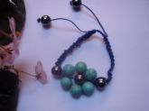 Pulseira Shambala azul com turquesas e hematitas