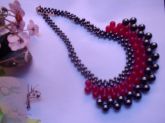 Maxicolar de hematita e jade pink c/acabamento folheadoaouro