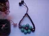 Pulseira Shambala preta com turquesas e hematitas